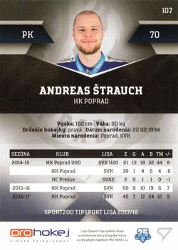 2017-18 SportZoo Tipsport Liga #107 Andreas Strauch Back