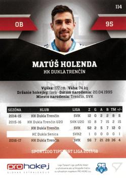 2017-18 SportZoo Tipsport Liga #114 Matus Holenda Back