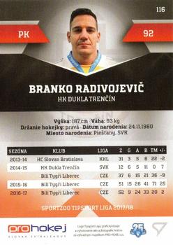 2017-18 SportZoo Tipsport Liga #116 Branko Radivojevic Back