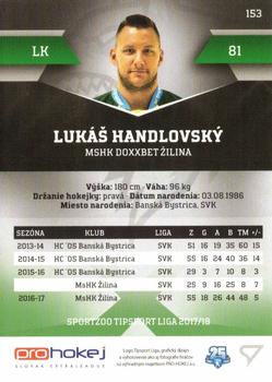 2017-18 SportZoo Tipsport Liga #153 Lukas Handlovsky Back