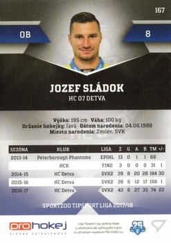 2017-18 SportZoo Tipsport Liga #167 Jozef Sladok Back