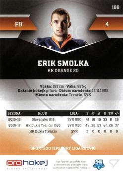 2017-18 SportZoo Tipsport Liga #188 Erik Smolka Back