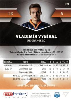 2017-18 SportZoo Tipsport Liga #189 Vladimir Vybiral Back