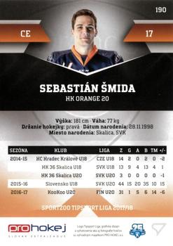 2017-18 SportZoo Tipsport Liga #190 Sebastian Smida Back