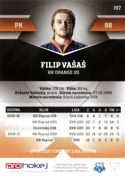 2017-18 SportZoo Tipsport Liga #197 Filip Vasas Back