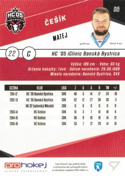 2016-17 SportZoo Tipsport Liga #015 Matej Cesik Back