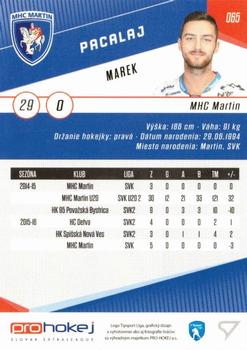 2016-17 SportZoo Tipsport Liga #065 Marek Pacalaj Back