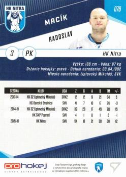 2016-17 SportZoo Tipsport Liga #076 Radoslav Macik Back