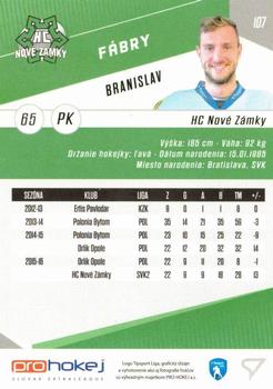 2016-17 SportZoo Tipsport Liga #107 Branislav Fabry Back