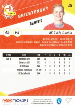2016-17 SportZoo Tipsport Liga #135 Dominik Briestensky Back