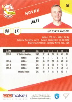 2016-17 SportZoo Tipsport Liga #138 Lukas Novak Back