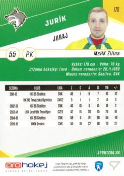 2016-17 SportZoo Tipsport Liga #170 Juraj Jurik Back