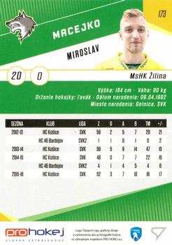 2016-17 SportZoo Tipsport Liga #173 Miroslav Macejko Back