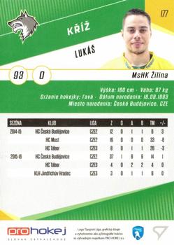 2016-17 SportZoo Tipsport Liga #177 Lukas Kriz Back