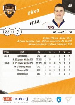 2016-17 SportZoo Tipsport Liga #188 Patrik Osko Back