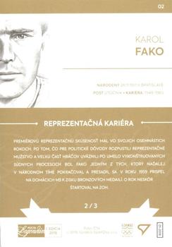 2018 SportZoo Pocta Legendam I. edicia - Gold #02 Karol Fako Back