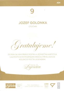 2018 SportZoo Pocta Legendam I. edicia - Autogram Blue #A04 Jozef Golonka Back