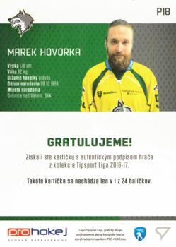 2016-17 SportZoo Tipsport Liga - Podpisove Karty #P18 Marek Hovorka Back