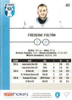 2016-17 SportZoo Tipsport Liga - Novacik #N05 Frederik Foltan Back