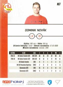 2016-17 SportZoo Tipsport Liga - Novacik #N07 Dominik Novak Back