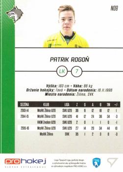 2016-17 SportZoo Tipsport Liga - Novacik #N09 Patrik Rogon Back