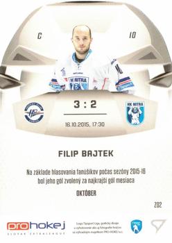 2016-17 SportZoo Tipsport Liga - Zlata Prilba #Z02 Filip Bajtek Back