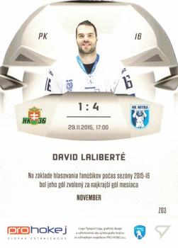 2016-17 SportZoo Tipsport Liga - Zlata Prilba #Z03 David Laliberte Back