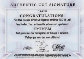 2017-18 Leaf Pearl - Pearl Cut Signature #CS-EN1 Eminem Back