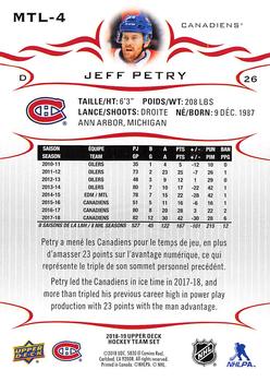 2018-19 Upper Deck Montreal Canadiens SGA Set 1 #MTL-4 Jeff Petry Back