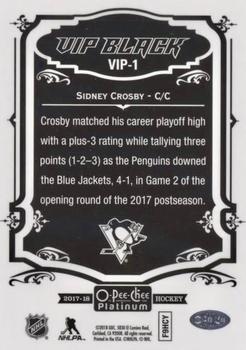 2017-18 O-Pee-Chee Platinum - VIP Black #VIP-1 Sidney Crosby Back