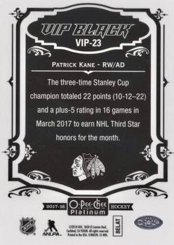 2017-18 O-Pee-Chee Platinum - VIP Black #VIP-23 Patrick Kane Back