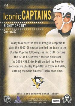 2018-19 O-Pee-Chee Coast to Coast - Iconic Captains #IC-7 Sidney Crosby Back