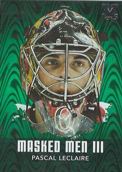 2015-16 In The Game Final Vault - 2010-11 In The Game Between The Pipes - Masked Men III Emerald (Silver Vault Stamp) #MM-39 Pascal LeClaire Front