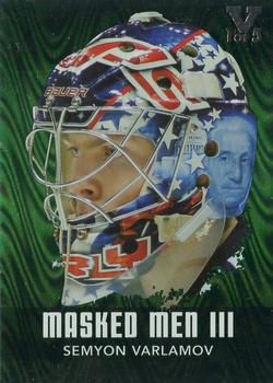 2015-16 In The Game Final Vault - 2010-11 In The Game Between The Pipes - Masked Men III Emerald (Silver Vault Stamp) #MM-46 Semyon Varlamov Front