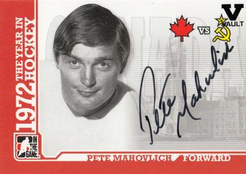 2015-16 In The Game Final Vault - 2009-10 In The Game 1972 The Year In Hockey Autographs (Black Vault Stamp) #A-PMA2 Pete Mahovlich Front