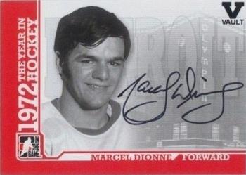2015-16 In The Game Final Vault - 2009-10 In The Game 1972 The Year In Hockey - Autographs (Black Vault Stamp) #A-MD Marcel Dionne Front