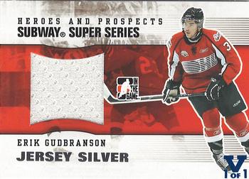 2015-16 In The Game Final Vault - 2009-10 In The Game Heroes and Prospects Subway Series Jerseys Silver (Blue Vault Stamp) #SSM-18 Erik Gudbranson Front