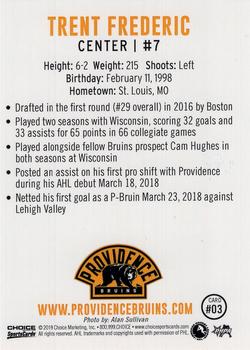 2018-19 Choice Providence Bruins (AHL) #3 Trent Frederic Back