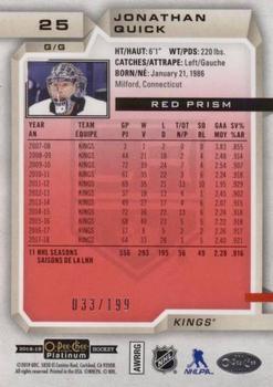 2018-19 O-Pee-Chee Platinum - Red Prism #25 Jonathan Quick Back