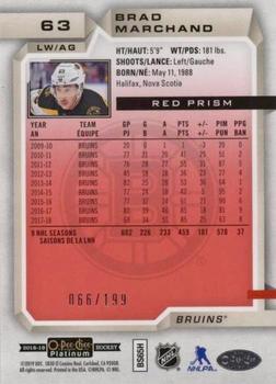 2018-19 O-Pee-Chee Platinum - Red Prism #63 Brad Marchand Back