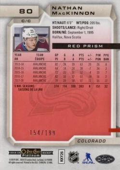 2018-19 O-Pee-Chee Platinum - Red Prism #80 Nathan MacKinnon Back