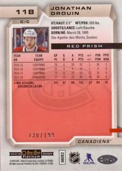 2018-19 O-Pee-Chee Platinum - Red Prism #118 Jonathan Drouin Back