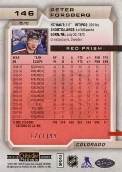2018-19 O-Pee-Chee Platinum - Red Prism #146 Peter Forsberg Back