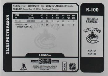 2018-19 O-Pee-Chee Platinum - Retro Rainbow #R-100 Elias Pettersson Back