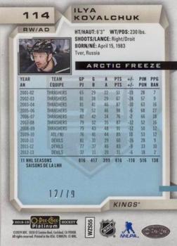 2018-19 O-Pee-Chee Platinum - Arctic Freeze #114 Ilya Kovalchuk Back
