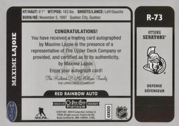 2018-19 O-Pee-Chee Platinum - Retro Red Rainbow Autographs #R-73 Maxime Lajoie Back