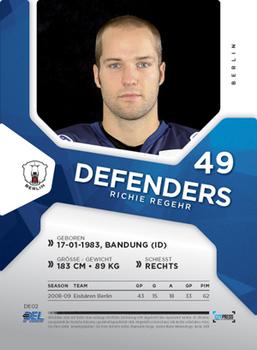 2009-10 Playercards Preview Serie (DEL) - Defenders #DE02 Richie Regehr Back