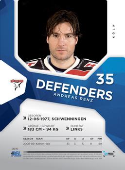 2009-10 Playercards Preview Serie (DEL) - Defenders #DE10 Andreas Renz Back