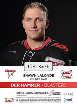 2015-16 Playercards Basic Serie 1 (DEL) - Der Hammer #DEL-BL06 Shawn Lalonde Back