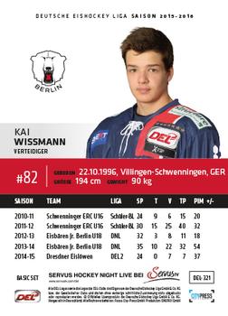 2015-16 Playercards Basic Serie 2 (DEL) #DEL-321 Kai Wissmann Back